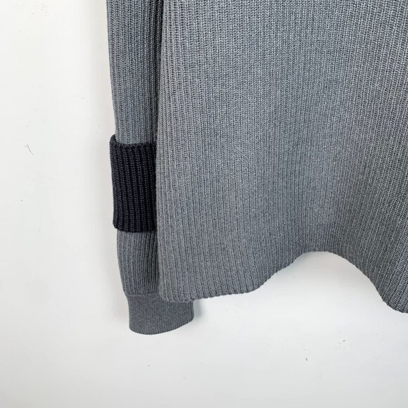 Louis Vuitton Gray Wool Ribbed Sweater With Black Elbow Patch & Back Logo Mens - Picture 4 of 7